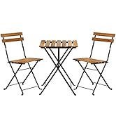 FDW 3-Piece Wood Patio Bistro Set Outdoor Furniture Set Bistro Table Set Patio Bistro Set Small P...