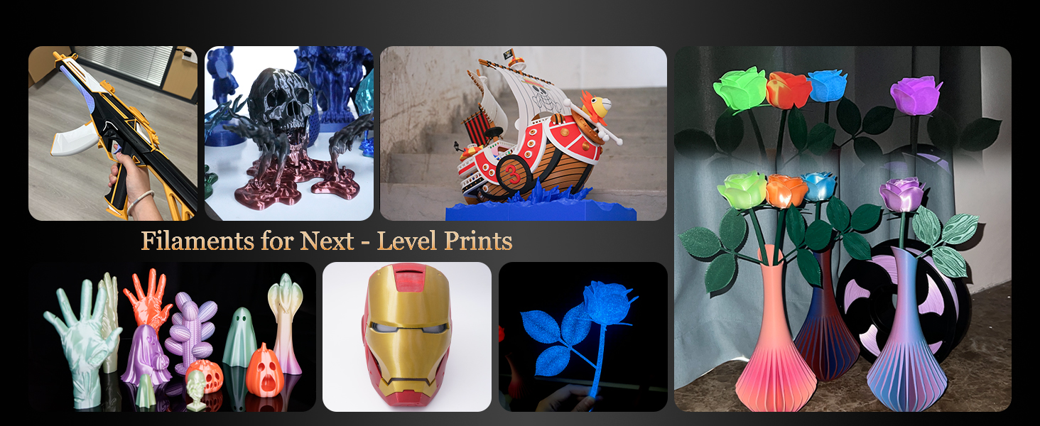 Toksen3D printing filament PLA PETG TPU gradient bi dual tri color rainbow filament