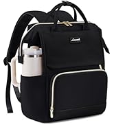 LOVEVOOK Laptop Backpack for Women with Giant Tumbler Holder Pocket, 15.6 inch Travel Work Bag Pu...