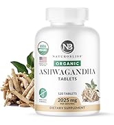 NaturoBliss Ashwagandha Supplements, 2025mg, 120 Tablets, Herbal Dietary Supplement, Vegetarian, ...