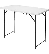 FROASISPRO 4ft Folding Table, Portable Fold-in-Half Adjustable Height Utility Table for Indoor/Ou...