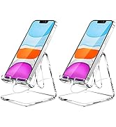 Crpich Acrylic Cell Phone Stand, Portable Phone Holder, Clear Phone Stand for Desk, Compatible wi...