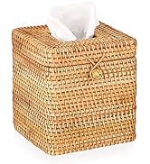 Sumnacon Rattan Square Tissue Box Cover - Decorative Woven Wicker Tissue Box Holder, Vintage Cube...