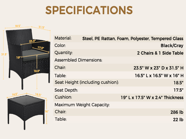 3-Piece Rattan Furniture Set