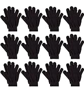 12 Pairs Kids Winter Gloves Toddler Full Fingers Knit Gloves Children Stretchy Warm Gloves Bulk f...