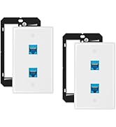 Iwillink 10Gbps Ethernet Wall Plate CAT6A, 2-Port Keystone Wall Plate and Jack Outlet, RJ45 Wall ...