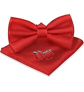 URAQT Men's Bow Tie, Classic Solid Color Pre-Tied Bow Tie for Men Satin Tux Bowtie Set Adjustable...