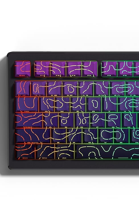 Double Shot PBT keycaps Set purple Topographic Shine Through keycaps Cherry Profile Key caps