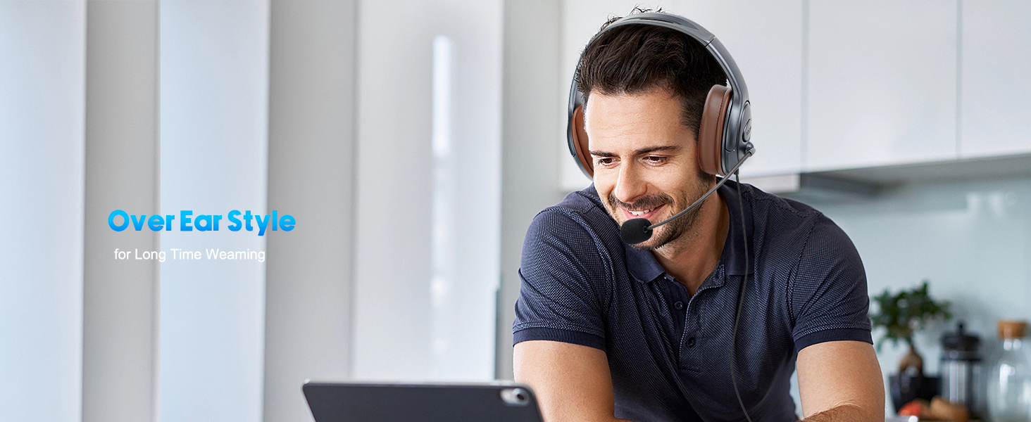 Over Ear USB headset, noise cancelling headset with USB-C,Over Ear USB headphone with microphone