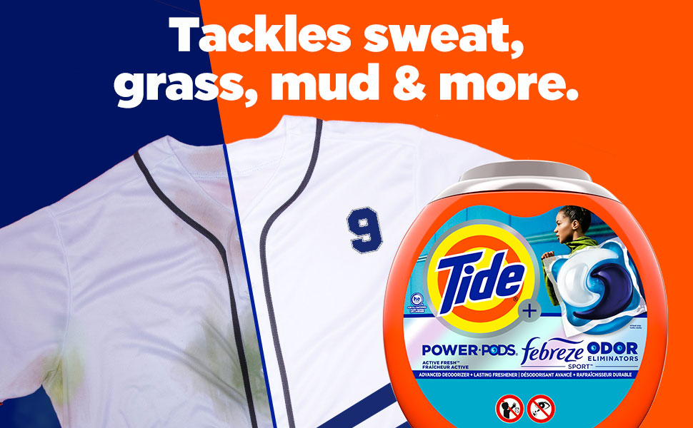 Tackles sweat, grass, mud &amp;amp; more.