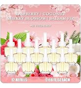 Plug In Air Freshener Refills 12 Pack – Cherry Blossom, Raspberry, Balsam Fir, Coconut, Spring &amp; ...