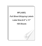 MFLABEL Full Sheet Sticker Labels, Address Labels, White Matte Label Paper, 8-1/2" x 11" Shipping...