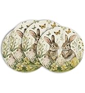 Artoid Mode Egg Bunny Rabbit Butterfly Floral Easter Placemats Set of 4, 14 Inch Spring Round Tab...
