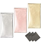 Vemiss 3 PACK Eyeglasses Pouch Squeeze Top Sunglasses Case with 3 Sets Cleaning Cloth