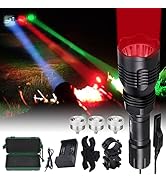 VASTFIRE Predator Light (Red, Green, White) LED Hunting Flashlight Scope Mount for Hog Coyote Coo...