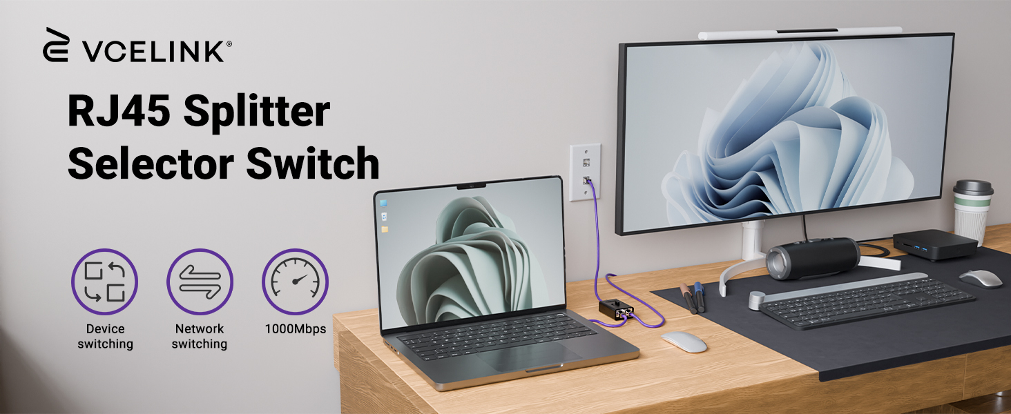 Vcelink 2-in-1 or 1-in-2 Network Switch