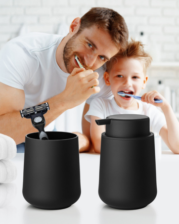 Foaming Hand Soap Dispenser and Toothbrush Holder 2 Piece