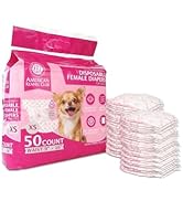 American Kennel Club Female Dog Wrap, Disposable Diapers with Wetness Indicator, X-Small, 50 Count