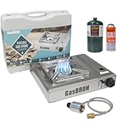 GasBRUH Propane or Butane Stove with Windblocker,Dual Fuel 10000BTU Stainless Steel Portable Camp...