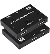 8K DisplayPort Switch Splitter DP 1.4 Bidirectional Switcher Support 8K@30Hz 4K@120Hz 2 in 1 Out ...