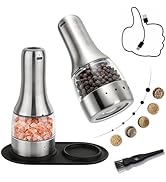 Electric Salt and Pepper Grinder Mill Set, 90ml Rechargeable Automatic Salt and Pepper Shakers wi...