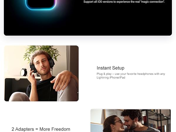 Dual Lightning Audio Adapters, Instant Setup &amp;amp;amp; No Dropouts