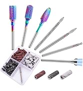 METHELIX Carbide Nail Drill Bits Set: 7Pcs 3/32'' Tungsten Diamond Efile Bits with 75pcs Small Sa...