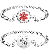Theluckytag Upgraded Medical Bracelets Men Women with QR Code Medical Alert ID Bracelets - Titani...