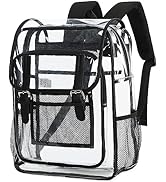 abshoo Clear Backpack Heavy Duty School Transparent Backpack Clear Bookbag(Black)