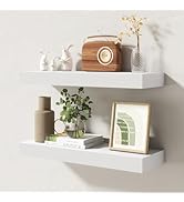 FLYJOE 20 Inch Floating Shelves | 6.5 Inch Deep White Floating Shelves Set of 2 | 20" W x 6.5" D ...