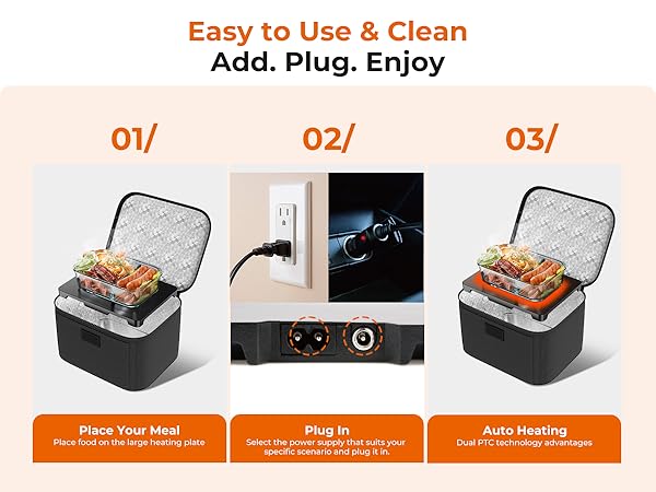 Electric Lunch Box Food Heater - 12V/24V/110V 3-in-1 Portable Oven Car Food Warmer