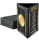FLKQC Table Tent Triangle Menu Holders 4" x 6", 12 Pack 3-Side Leatherette Picture Frames, Menu C...