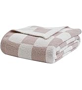 bearberry Fuzzy Checkerboard Grid Throw Blanket Soft Cozy Warm Microfiber All Season Blanket Deco...
