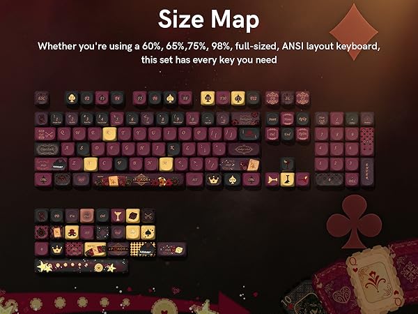 compatible with 60%, 65%, 75%, 98%, full-size ANSI layout mechanical keyboards
