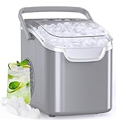 Ice Maker Countertop, 26.5lbs/24Hrs, 8 Bullet ICES in 6 Mins – Self-Cleaning Portable Ice Maker w...