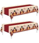 Thanksgiving Tablecloth,2 Pack Disposable Plastic Tablecloths for Rectangle Tables 54