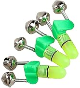 Kryoflare 3Pcs Fishing Rod Bite Alarm, Twin Bells with Night LED Light, Bite Indicators for Hunti...