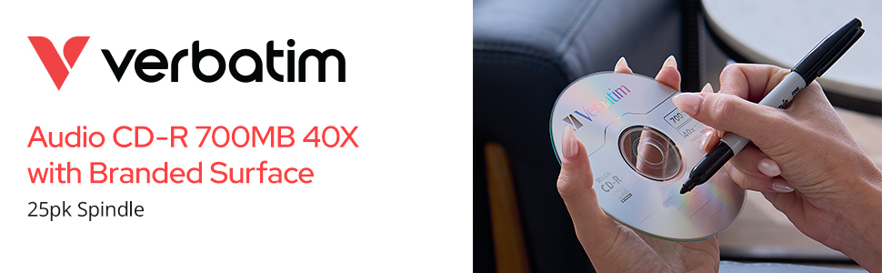 Audio CD-R 700MB 40X with Branded Surface – 25pk Spindle
