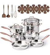 CAROTE 21pcs Tri-Ply Stainless Steel Cookware Set, Pots and Pans Set, Non Toxic Induction Kitchen...
