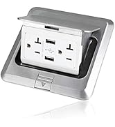 Vagueior Pop Up Floor Electrical Outlet Stainless Steel Box Kit, 5V/4.8A USB Outlet, 20A Tamper-R...