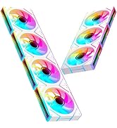7PCS ARGB Fan- 4 Forward Fans +3 Reverse Fans,28 LED,120mm 4pin PWM Silent Computer Case Cooler F...