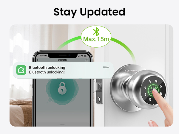 ghome smart door lock fingerprint keypad secure door knob for bedroom