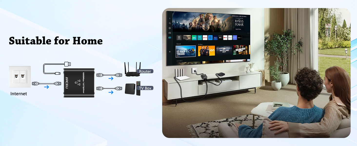 Gigabit Ethernet Splitter 1 to 2