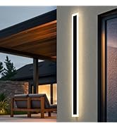 L LOHAS LED 59inch Long LED Modern Outdoor Wall Light, Black Rectangular Outdoor Wall Lights Exte...