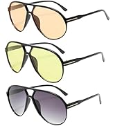 NLEYANB 3-Pack Oversized Aviator Sunglasses, Trendy Retro UV400 Protection Unisex (Women &amp; Men) B...