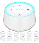 EasyHome Sleep Sound Machine White Noise Machines with 30 Soothing Sounds 12 Adjustable Night Lig...