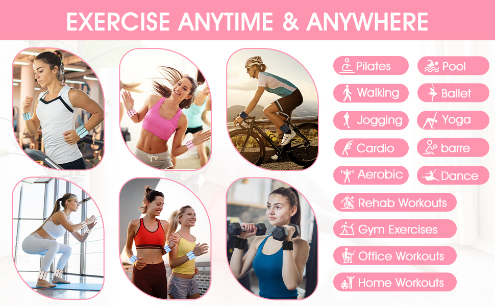 2Pcs Wearable Wrist Ankle Weights for Women