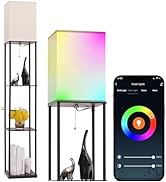 Gupuzm Floor Lamp with Shelves, with Modern Square Standing Lamp with Smart APP Control RGB Bulb,...