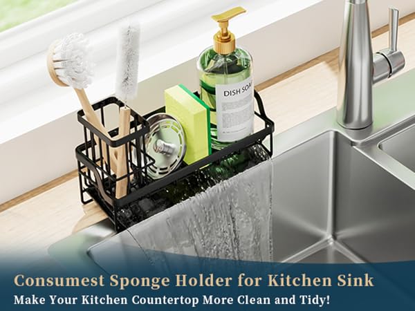 sponge and soap holder for kitchen sink