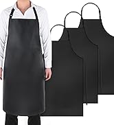 Gotega 3 Pack Waterproof Rubber Vinyl Apron Adjustable Bib Apron - Cooking Kitchen Apron for Wome...
